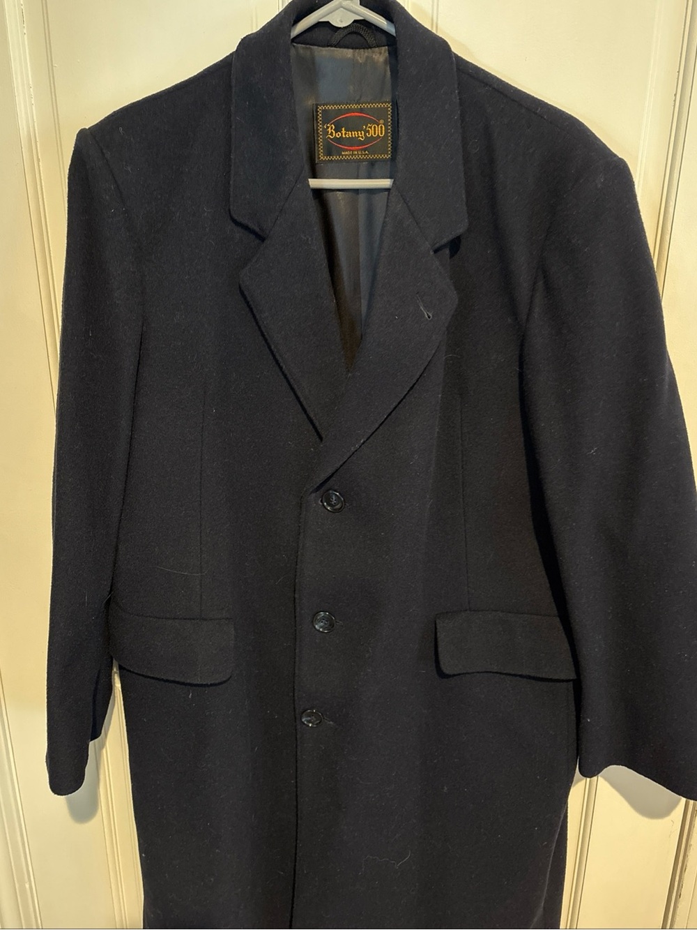 Botany 500 Men’s Black Pea Coat - Classic Wool Blend